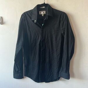 166 express black button up